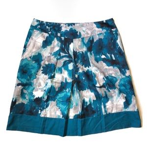 Ann Taylor Skirt 3 for 15 SALE CLEARANCE Floral Teal Silver A-Line 6P 6 Petite
